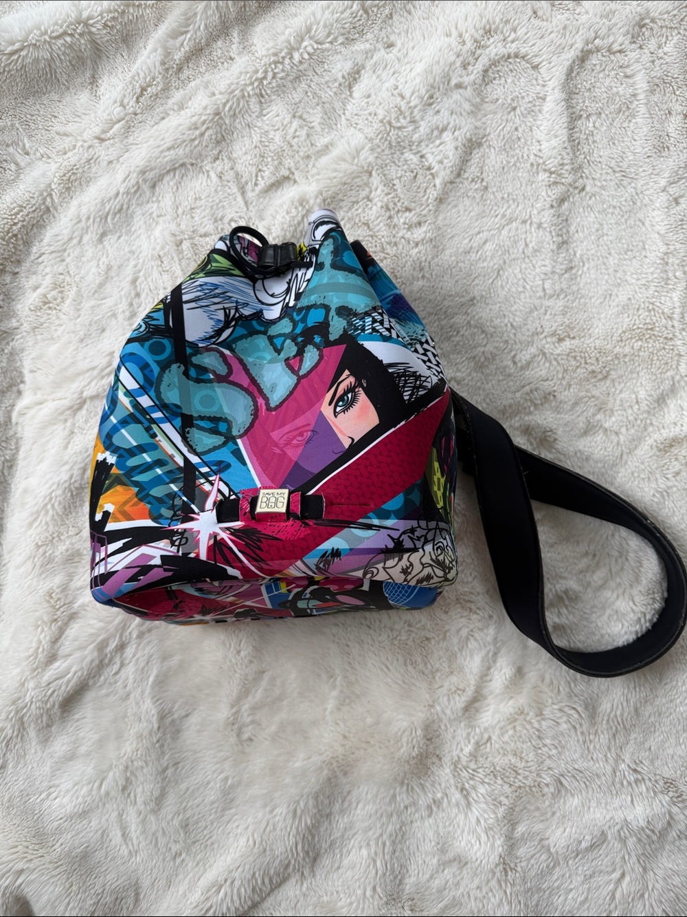 Vintage Save My Bag Colorful Graphic Sling Bag - Multicolor made in Italy